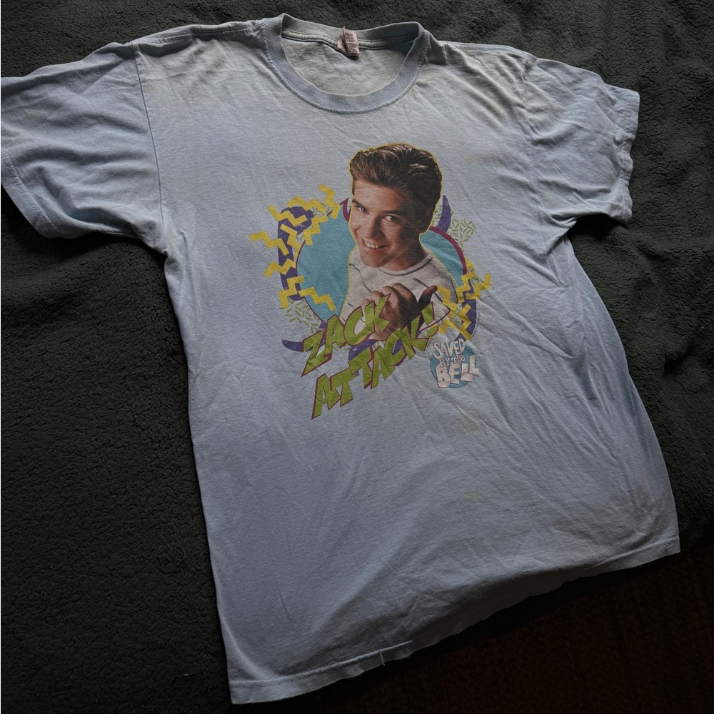 Saved By The Bell Zack Attack Tee Baby Blue Size Large